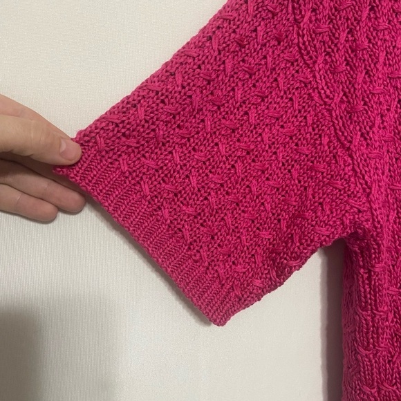 Coldwater Creek LIKE NEW hot pink open knit short sleeve sweater size 1X - Picture 3 of 4